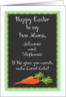 Easter for 2 Moms, carrot cake recipe card