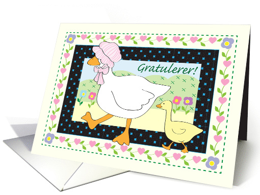 Congratulations in Norwegian, pregnancy, geese card (1469978)
