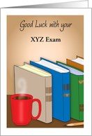 Custom Good Luck on Exam, books, coffee card