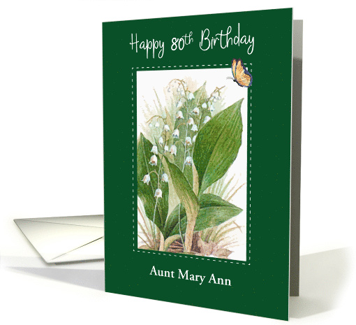 Custom Name 80th Birthday, Lily of the Valley card (1473050)