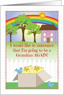 Grandma Again Announcement, folk art, booties, rainbow, sun card