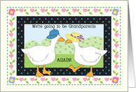 Grandparents Again Announcement, folk art, geese, hearts card