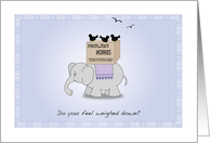Encouragement, elephant, box, crows card