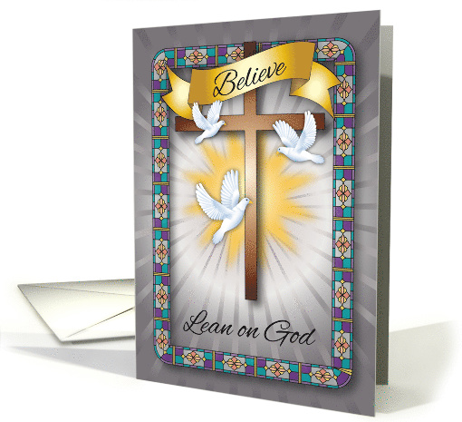 Encouragement, believe, spiritual, 3 doves, cross card (1474640)