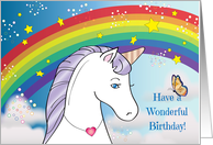Unicorn & Rainbow Birthday, butterfly card