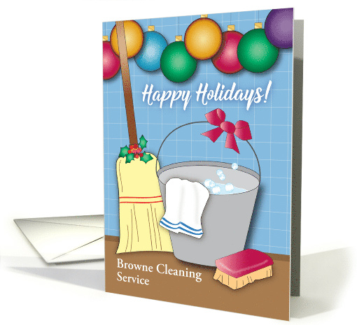 Happy Holidays, from Cleaning Business, broom, bucket card (1485538)