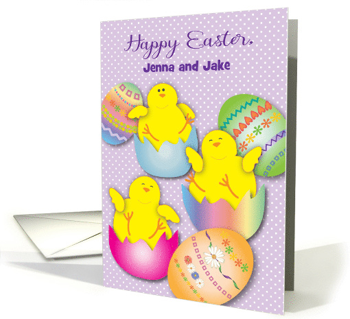 Custom Name Chick Easter, eggs card (1486308)