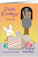 Easter for Postal Worker, decorated eggs, bunny card