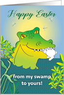 Swamp Alligator Eating Bunny Easter Humor card