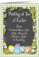 Custom Name Thinking of You at Easter, eggs card