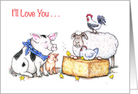 Love/Romance Farm Animals card