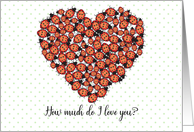 Love/Romance ladybugs, heart card