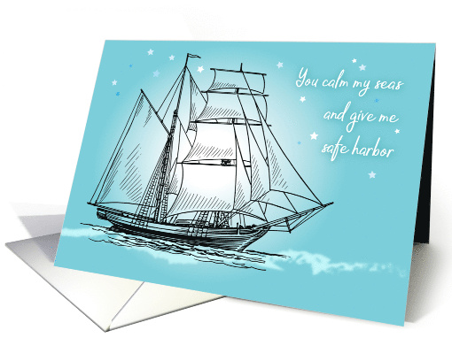 Sailing Ship Love & Romance, ocean, stars card (1493034)