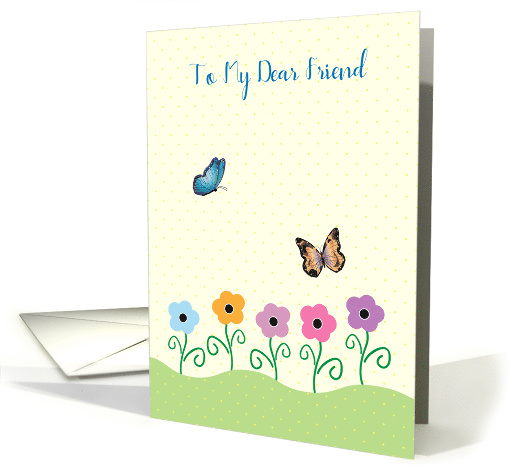 Friendiversary for Friend, for her, butterflies, flowers card