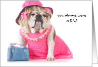 80th Birthday for Diva, Dog, Pink Hat, Dress card