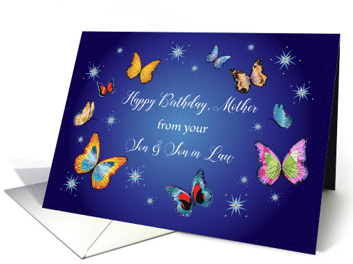 Birthday for Mother, from son & son in law, butterflies card (1505776)