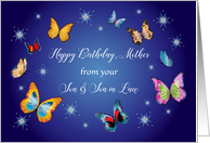 Birthday for Mother, from son & son in law, butterflies card