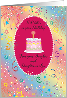 Birthday for Mother, from daughter & daughter in law, cake card