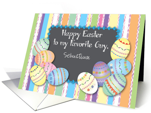 Custom Name Easter card for him, eggs card (1506350)