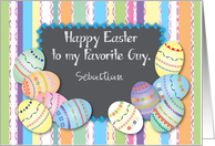 Custom Name Easter card for him, eggs card