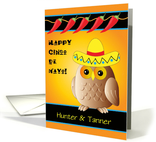 Custom Name Owl, Cinco de Mayo, sombrero card (1506908)
