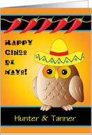 Custom Name Owl, Cinco de Mayo, sombrero card