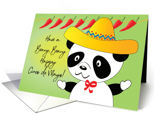 Panda Bear Cinco de Mayo, red chili peppers card (1507232)