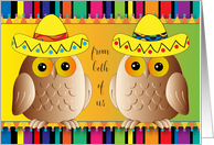 From Both of Us, Cinco de Mayo, owls, sombreros card