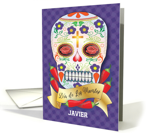 Custom Name Day of the Dead, Missing You, sugar skull card (1507532)