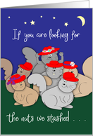 red hat April Fools’ Day, Squirrels card