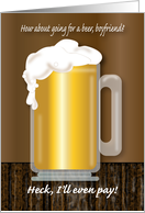 April Fools’ Day, to boyfriend, mug of beer card