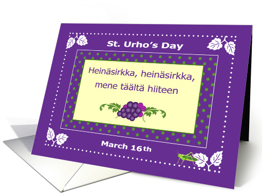 St. Urho's Day Holiday, Finnish, grapes, grasshopper card (1515740)