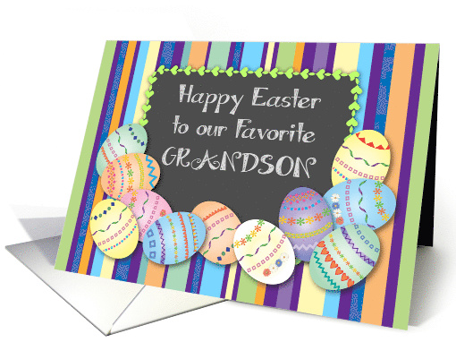 Easter for Adult Grandson, decorated eggs card (1516768)