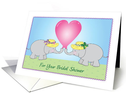 Bridal Shower for Lesbian Couple, elephants, humor card (1518248)