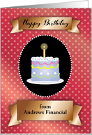 Custom Birthday from Financial Advisor, cake, banners card