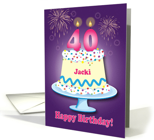 Custom Name Jacki, birthday, cake card (1519190)