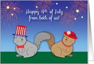 4th of July, from both of us, squirrels, fireworks card
