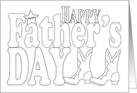 Coloring Card, Father’s Day, Cowboy Boots, Buck-a-Roo card