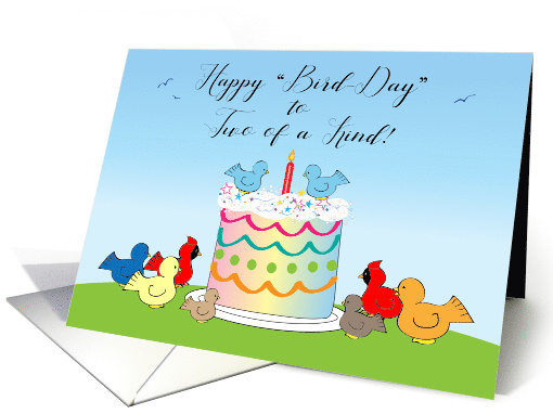 Shared Birthday, 2 of a Kind, Birds, Cake card (1524612)