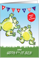 60th Birthday on 4th of July, Frogs, Balloon card