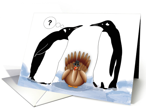 Thanksgiving, Penguins, Turkey, Ice card (1527774)