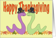 Thanksgiving, Snakes in Pilgrim Hats card