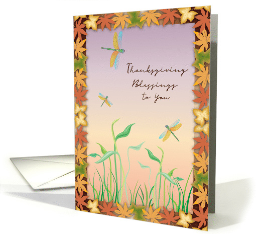 Thanksgiving, Dragonflies, Autumn Leaves card (1527866)