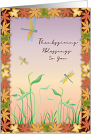 Thanksgiving, Dragonflies, Autumn Leaves card