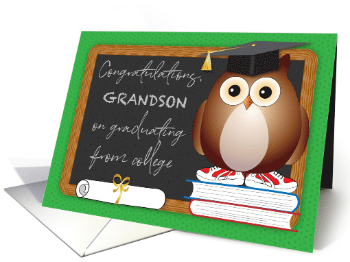 Congratulations, Grandson, Graduating College, Owl card (1528068)