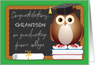 Congratulations, Grandson, Graduating College, Owl card