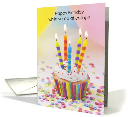 Happy Birthday, at College, Cupcake, Candle card (1528698)