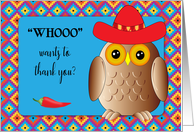 Southwest Theme Thank You for Red Hat Friend, Owl card
