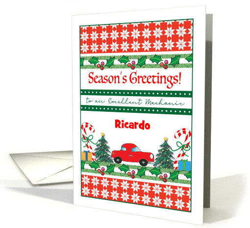 Custom Season's Greetings for Car Mechanic, Holly card (1531852)