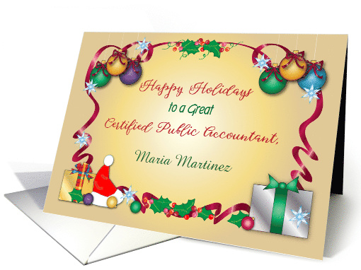 Custom Happy Holidays for CPA, Holly, Ribbon card (1532238)